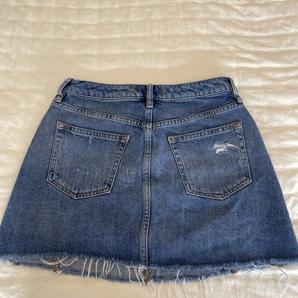 We The Free Blue Distressed A-Line Skirt - Picture 2 of 4